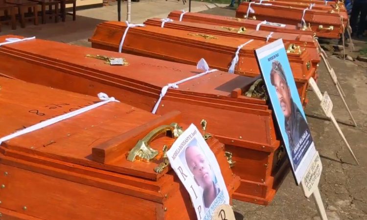 Inhumation de 17 victimes des explosions du 27.02.2025 àBukavu, RDC. Photo crédit tiers.